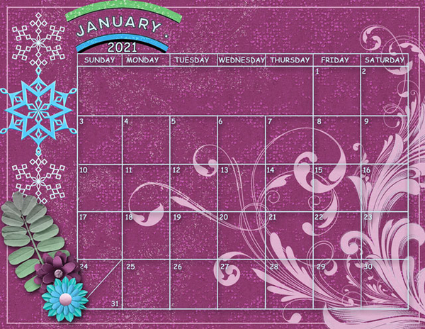 January 2021 Sum Up Calendar