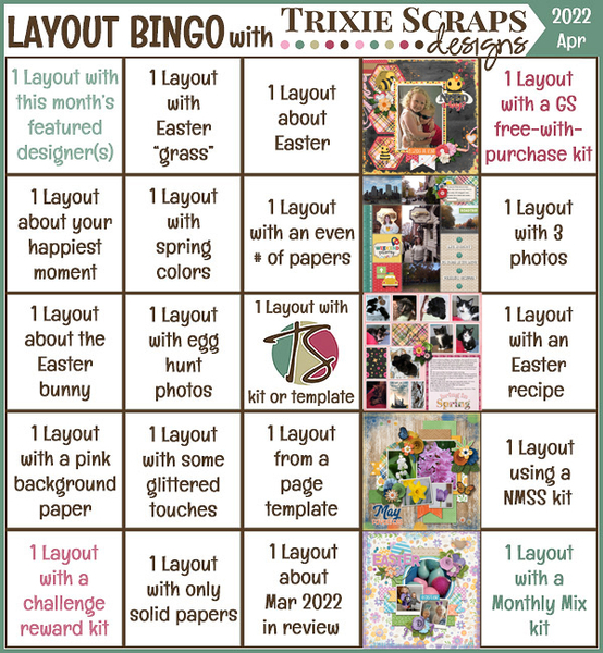 April 2022 Layout Bingo Challenge