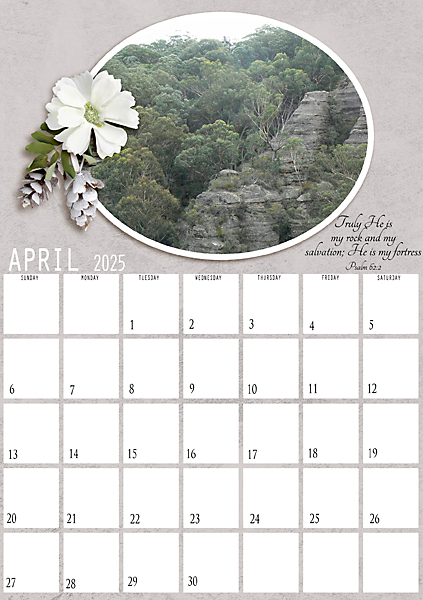 April 2025 Calendar page