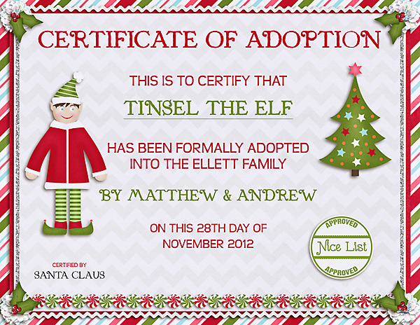 Elf On Shelf Certificate
